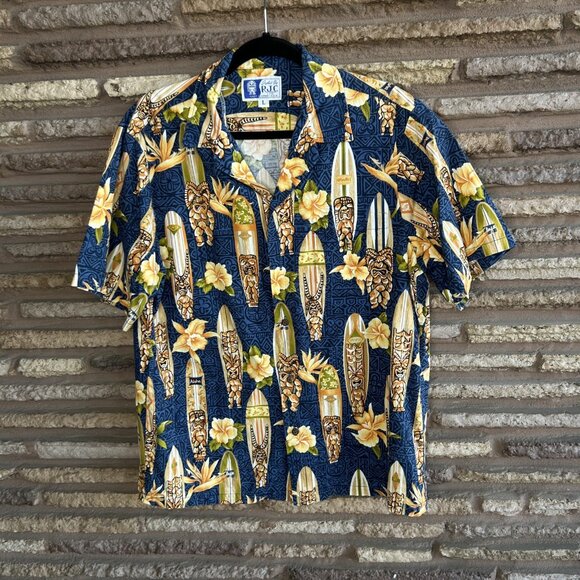 Styled by RJC Men's Vintage Hawaiian Surfboard Tiki Floral Shirt Size L - Picture 3 of 9